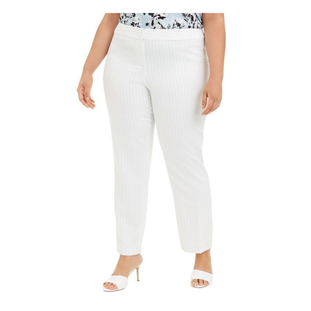 NINE WEST Womens White Pocketed Zippered Stretch Wear To Work Skinny Pants 18W